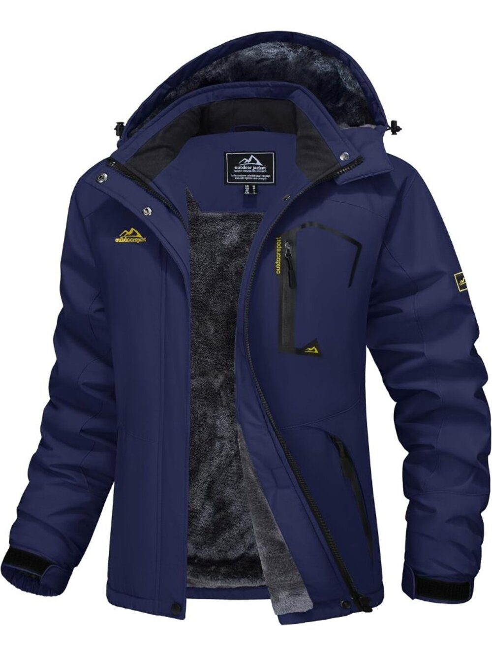 Women Navy Band Collar Multiple Pockets Insulated Thermal Ski Jackets